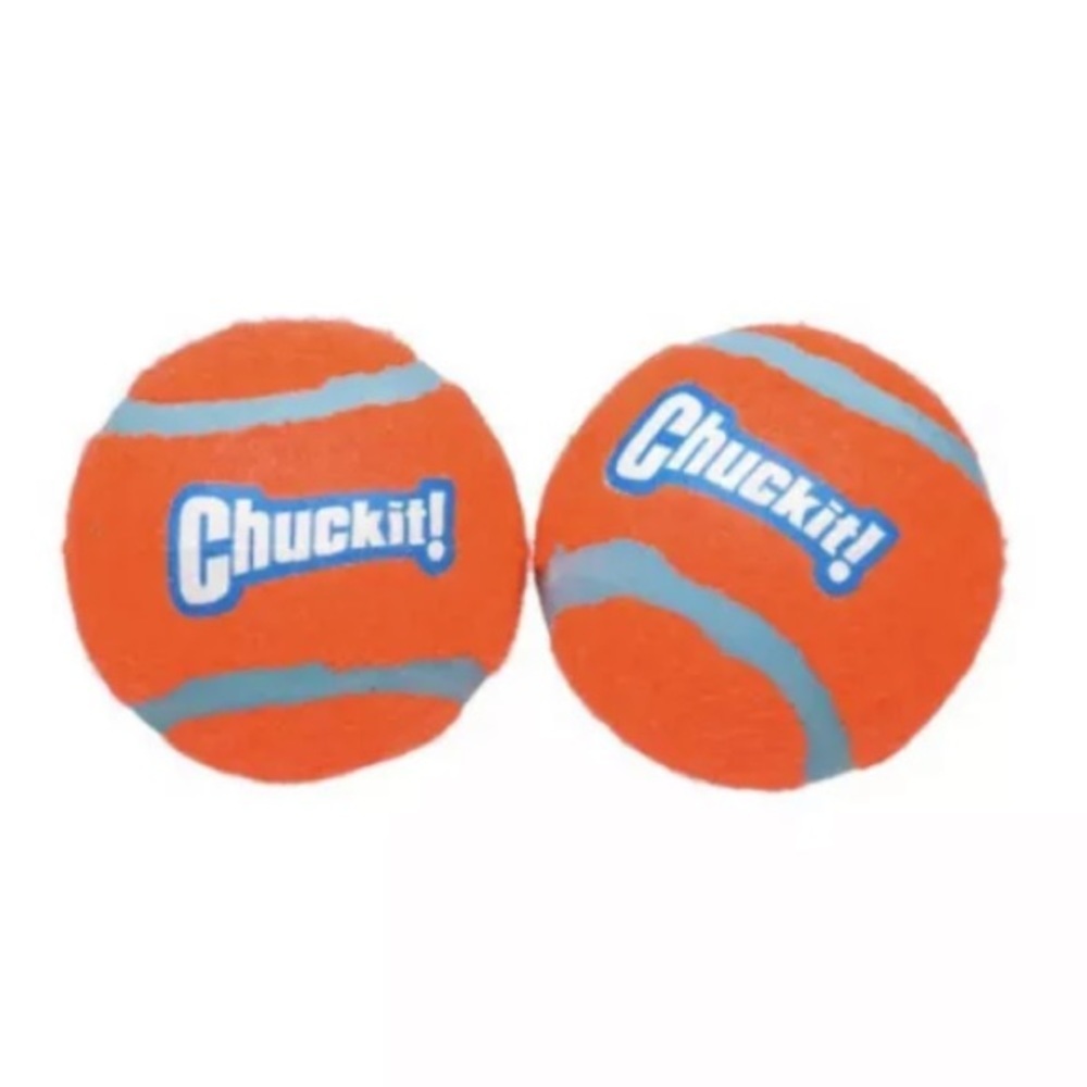 Chuckit! Dog Toy Tennis Balls - Set of 2 Orange Rubber Balls - Size Small